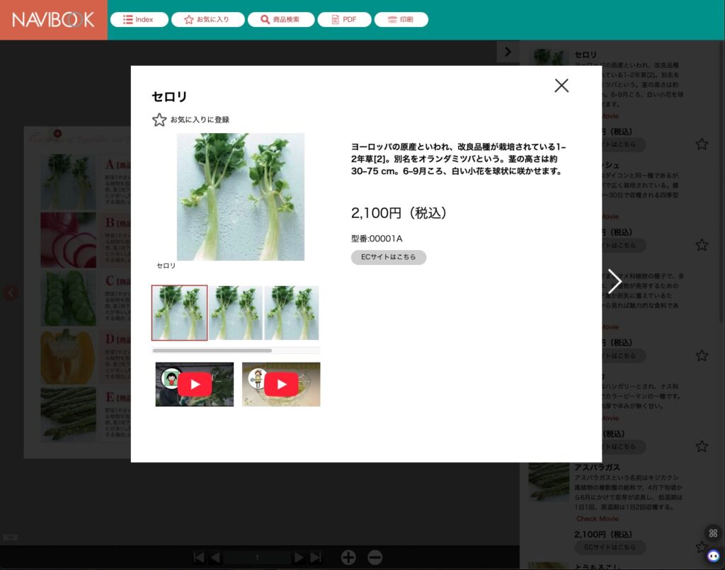 リスト型デジタルカタログーPOPUP形式