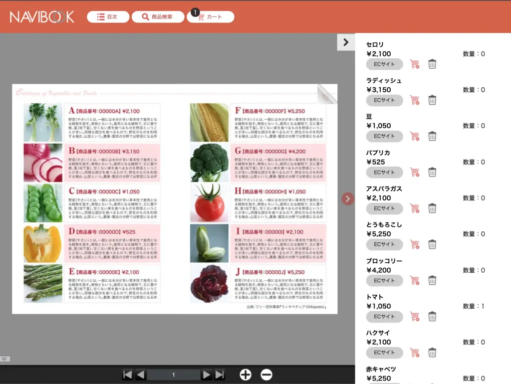 カート型デジタルカタログ