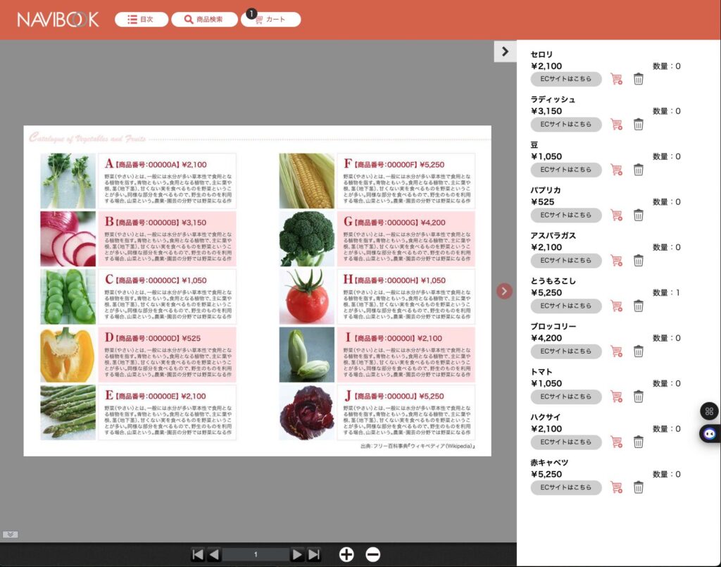 カート型デジタルカタログーリストタイプ
